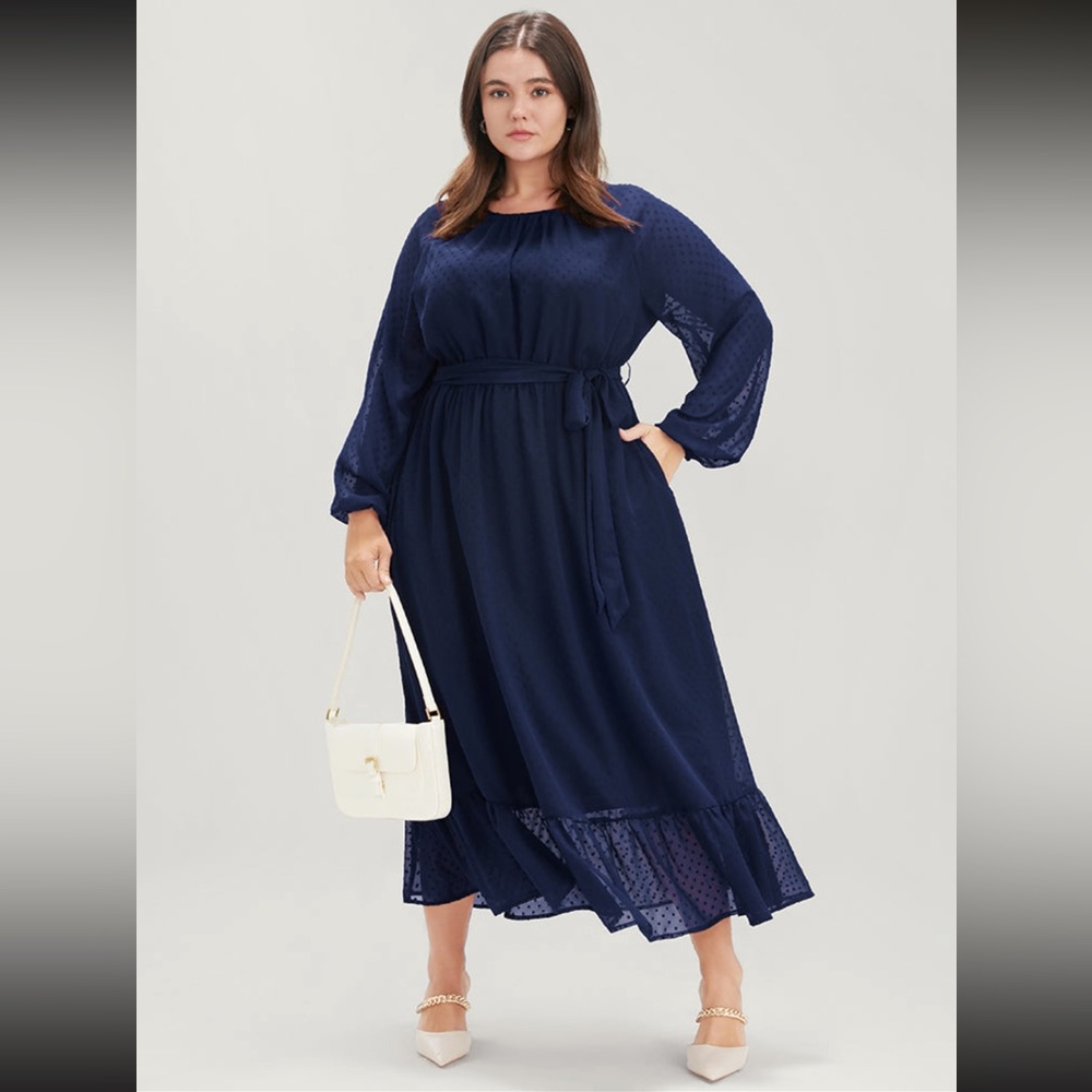 Plus size, Navy Blue, Long sleeved, Dress, Plus Size Dress.
